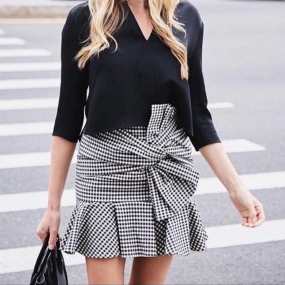 VERONICA BEARD Picnic Bow Skirt | Blue Gingham